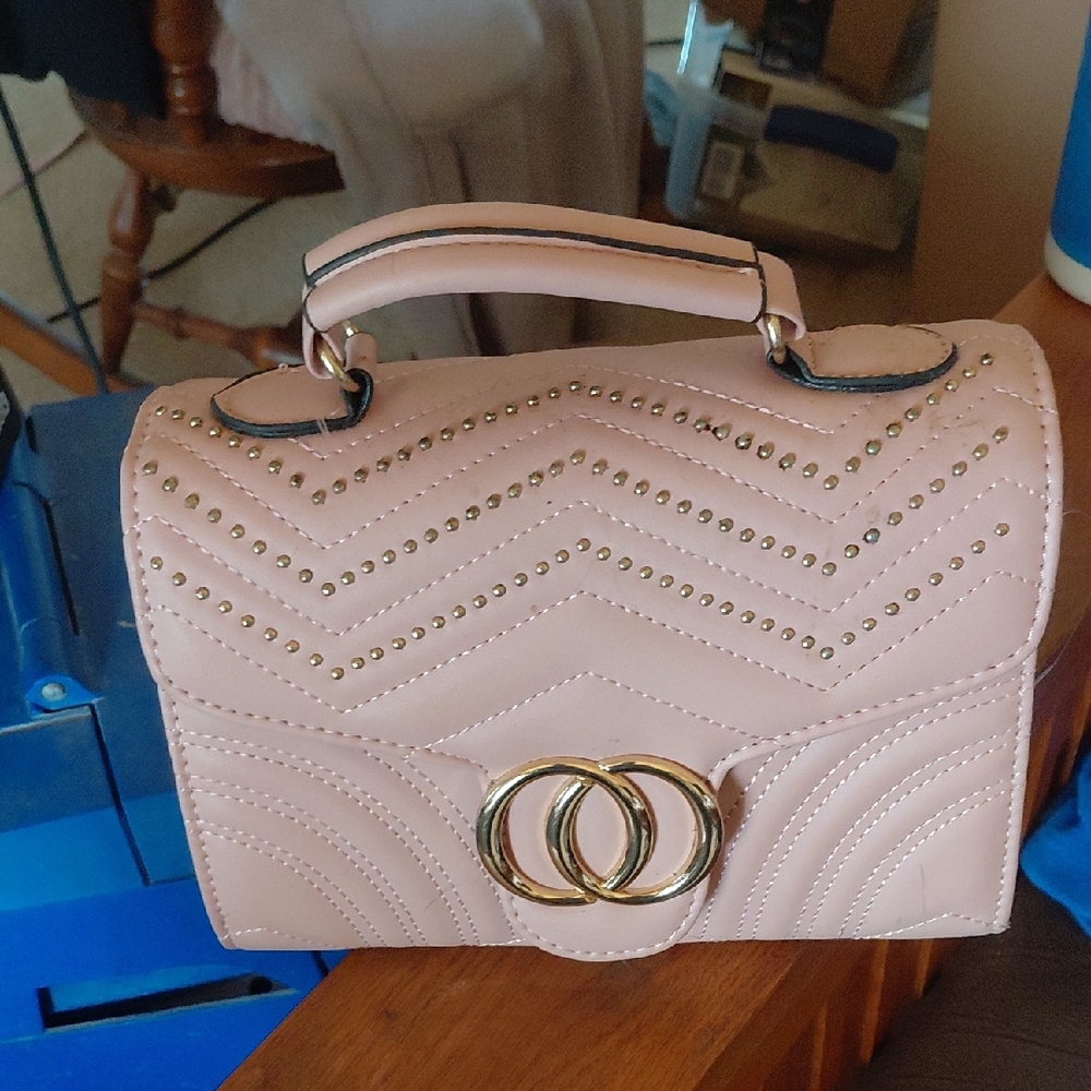 Chic Blush Satchel with Gold Accents